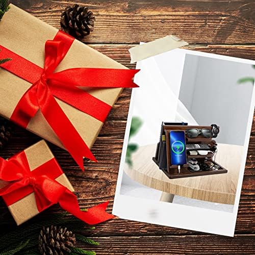 Gifts for Men, Wood Phone Docking Station, Mens Gifts for Birthday Gifts for Men or Gifts for Dad Fathers Day, Desk Workspace Organizer Nightstand Organizer Key for Wallet & Watch Holder – Enhanced Compatibility and Speed