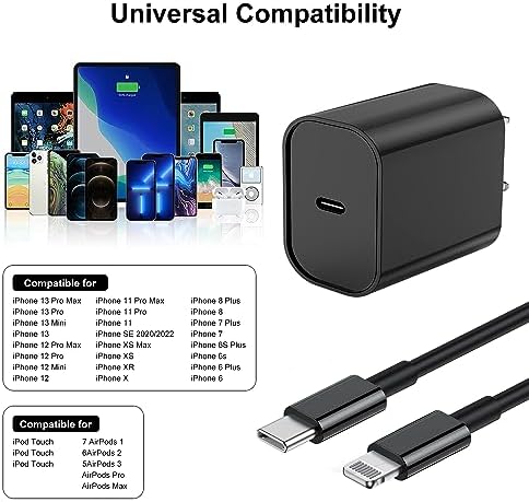 Ultra-Fast 3 FT USB-C to Lightning Charger Cable for i Phone 14, 13, 12, Pro Max & More – Certified High-Speed Charging, Enhanced Durability, and Universal Compatibility for Efficient Power Delivery – Perfect for Home, Office, and Travel Use