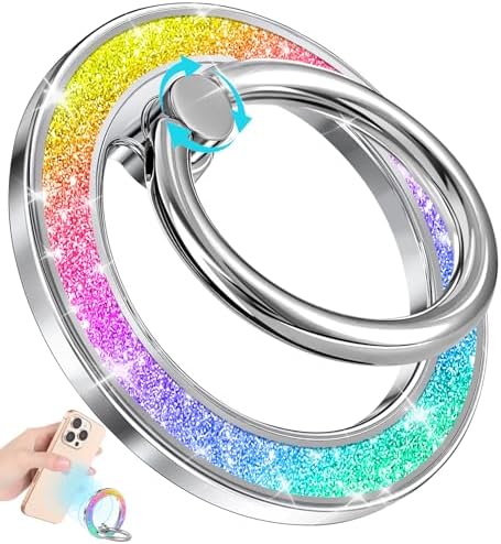 Glamorous Blue Glitter Mag Safe Phone Ring Holder – Stylish Magnetic Grip for i Phone 16, 15, 14, 13 Pro Max & Plus – Secure Finger Stand for Enhanced Control and Protection – Effortless Attachment and Detachment for Fashion-Forward Users