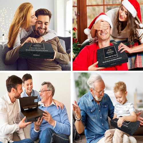 Gifts for Men Women Husband Son Boyfriend Him Nightstand Organizer Wood Phone Docking Station Birthday Gifts (Walnut) – Enhanced Compatibility and Speed