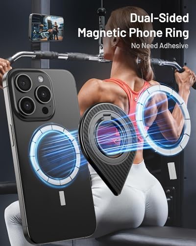 Ultimate Double-Sided Magnetic Phone Grip for i Phone & Samsung – Superior Mag Safe Ring Holder and Kickstand with Enhanced Magnetic Force for i Phone 15, 14, 13, 12, 11 Mini/Plus/Pro/Max and Google Devices – Secure, Versatile, Lightweight Accessory for Optimal Handling and Viewing Experience