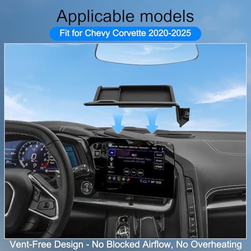 KAKSEY Advanced Car Phone Holder & Dashboard Organizer for 2020-2025 Chevy Corvette C8 – Ultimate Hands-Free Navigation Mount with Sleek Design for Optimal App Access – Clutter-Free Solution for Modern Drivers