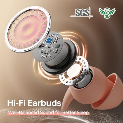 MUSICOZY Bluetooth 5.3 Sleep Earbuds – Ultra-Light Wireless Headphones for Side Sleepers, IPX6 Waterproof Design Perfect for White Noise, Podcasts, and Concerts – High Fidelity Sound for Uninterrupted Comfort and Focus, Ideal for Men and Women