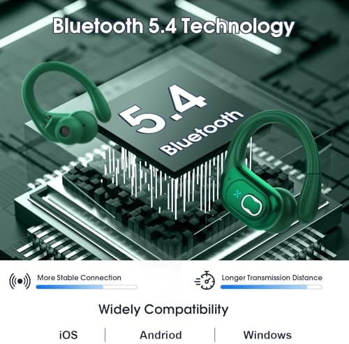 Ultimate Bluetooth 5.4 Wireless Earbuds with 75-Hour Playtime – Ergonomic Deep Bass Sport Headphones with IPX7 Waterproof Rating for Active Lifestyles, Advanced ENC Noise Cancelling Mic for Superior Call Clarity – Ideal for Fitness and Outdoor Activities