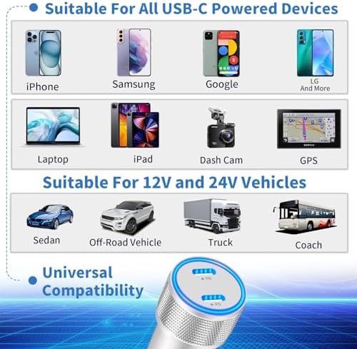 BARMASO 72 W Dual PD Power USB-C Car Charger 2-Pack – MFi Certified Fast Charging Solution for i Phone 16/16 Pro/16 Pro Max & Galaxy S24/S23 – Ultimate Compatibility & Safety Features for On-the-Go Power