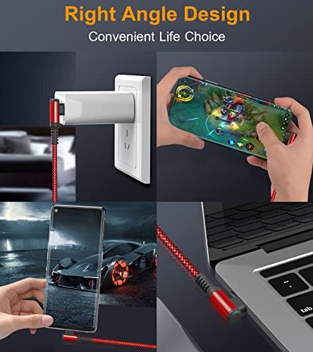 High-Speed USB-C to USB-C Charging Cable 60 W [2-Pack 10 ft] – Right Angle Design for i Phone 15 & 16, Mac Book Air/Pro, Samsung Galaxy S20-S25, Pixel – Ultimate Efficiency and Versatile Compatibility for Fast Data Transfer and Reliable Power Delivery