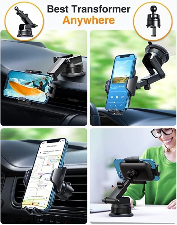 VANMASS Ace Car Phone Holder Mount – Upgraded Military Steel Hook & Super Suction Cup for Ultimate Hands-Free Navigation – Compatible with i Phone 14, 13, 12 Pro Max & Samsung – Versatile Dashboard, Windshield & Air Vent Stand for Enhanced Driving Safety
