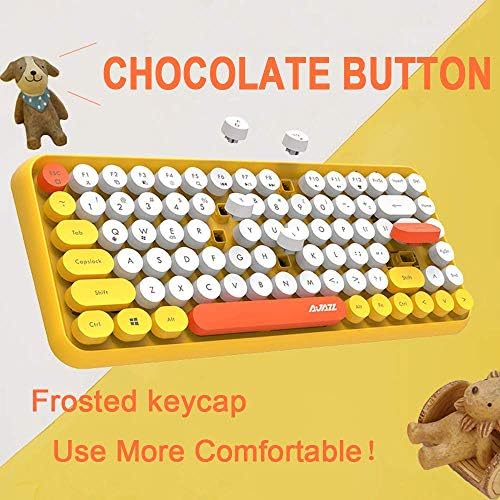 FELICON Retro Mini Wireless Bluetooth Keyboard – Portable 84-Key Typewriter Design for Android, i Pad, Windows & PC – Perfect Companion for Home & Office with Enhanced Compatibility and Rechargeable Battery