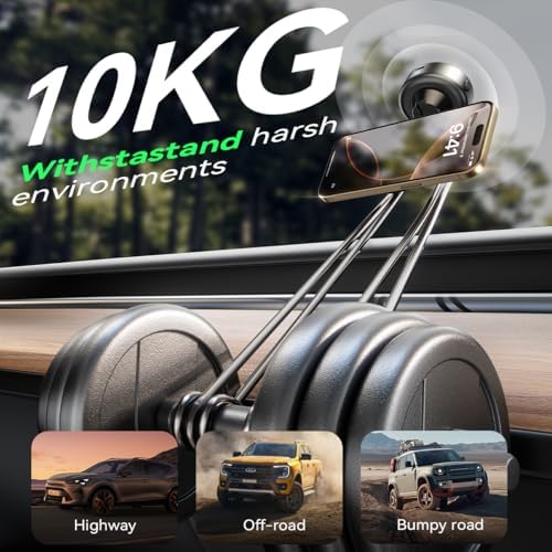 Electric Magnetic Car Phone Holder, 360 Rotation Vacuum Suction Cellphone Mount Foldable Car Mount Stand for iPhone12-16,Mirror/Glass/Screen/Smooth Surface (Not Charge Phone) – Enhanced Compatibility and Speed