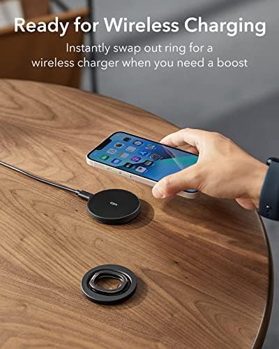 Magnetic Phone Ring Holder with 2-Way Adjustable Stand for i Phone and Galaxy – ESR Halo Lock Grip for Enhanced Stability, Secure Comfort, and Effortless Wireless Charging – Premium Zinc-Alloy Design, 1,200 g Magnetic Hold, Versatile Portrait/Landscape Viewing – Ideal for Caseless Phones and Mag Safe Cases – Black Finish for Modern Aesthetics
