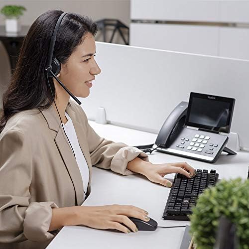 YEALINK YHS34 Dual Earphones – Professional Noise-Canceling Headset with RJ9 Connectivity for Seamless Integration and Superior Sound Quality, Ideal for Office and Multimedia Use