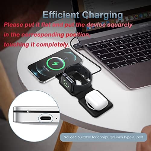 Ankilo 3-in-1 Mag Safe Travel Charger: Premium Foldable Wireless Charging Station for i Phone 15/14/13/12, Apple Watch, and Air Pods Pro – Rapid Multi-Device Power Hub with Magnetic Alignment for Ultimate Portability and Organization
