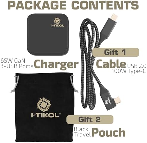 65 W Ga N Fast Charging Block with 3 Ports – Compact USB-C & USB-A Wall Charger for Mac Book, i Pad, i Phone 14, Dell XPS – Foldable Design for Travel Convenience, High-Speed Power Delivery, and Enhanced Device Compatibility