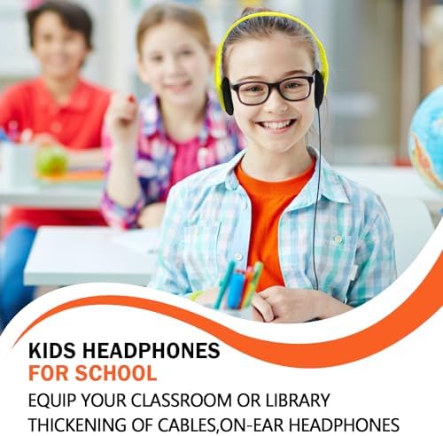 Classroom-Ready Wired Headphones – 25 Pack Durable On-Ear Audio Solution for Students, Comfortable Fit for Enhanced Learning, Ideal for Group Activities and Educational Use