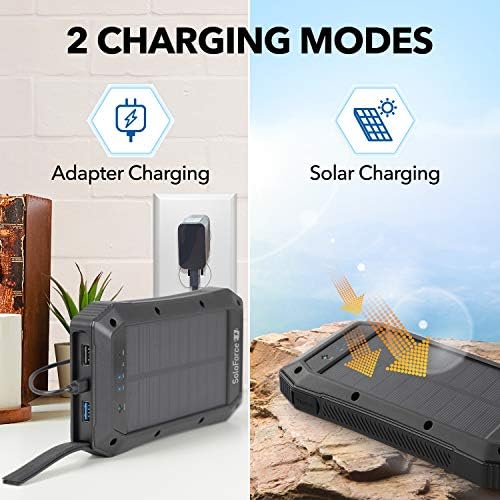 Eco-Friendly Solar Power Bank – 2000 m Ah Waterproof Wireless Charger for i Phone & Android | Fast Charging with Qi Technology, Dual USB-C Outlets & Integrated LED Light | Perfect for Outdoor Adventures & Camping