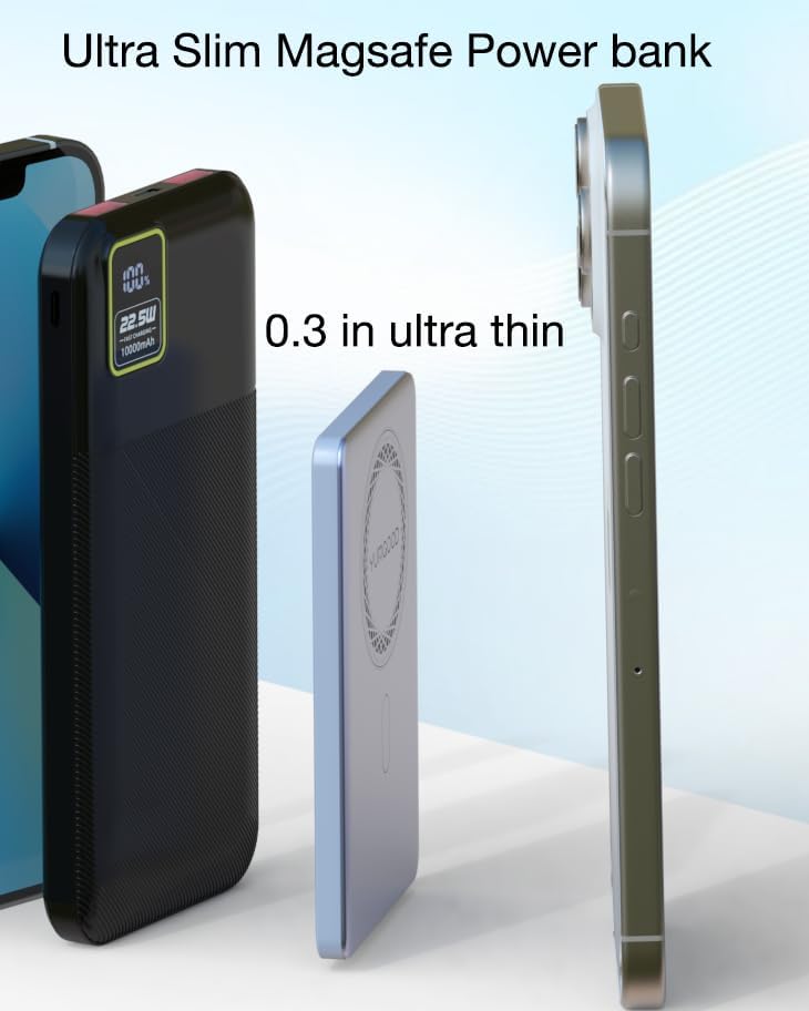 Magnetic Wireless Power Bank 5000 m Ah for i Phone 12-16 Series – Qi2 Certified 15 W Fast Charging with Ultra-Slim Design and Dual Device Capability – Perfect for Travel, Camping, and Daily Use – Includes Innovative Lanyard Data Cable and Comprehensive 12-Month Warranty