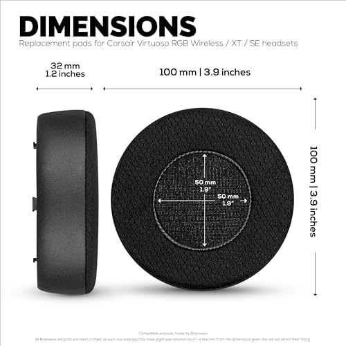 Transform Your Gaming Experience with Brainwavz Premium Replacement Ear Pads for Corsair Virtuoso RGB Wireless & XT Headsets – Ultra-Soft PU Leather Cushions Engineered for Lasting Comfort, Superior Fit, and Exceptional Sound Isolation – Ideal Upgrade for Extended Play Sessions and Seamless Compatibility