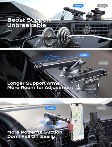 CHGeek 15 W Wireless Car Charger & Auto-Clamping Phone Mount – Fast Qi Charging Solution for i Phone 15/14/13/12/11 Pro Max & Samsung Galaxy S25/S24/S23/S22/S21/S20 – Stylish Pink Design for Modern Drivers – Effortless Device Security & Optimal Viewing Angles