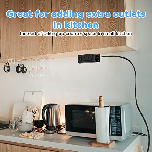 Kungfuking Wall-Mountable Power Strip with USB Ports – 6.56 FT Surge Protector Extension Cord Featuring 2 AC Outlets and Flat Plug Design for Enhanced Charging Flexibility and Device Safety