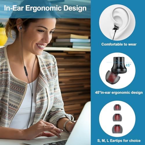 COOYA USB C Wired Earbuds: Advanced Noise-Canceling Earphones with Deep Magnetic Bass for Samsung Galaxy S25 Ultra & i Phone 16 Pro – Ergonomic In-Ear Fit with Right-Angle Connector for Unmatched Comfort and Universal Device Compatibility