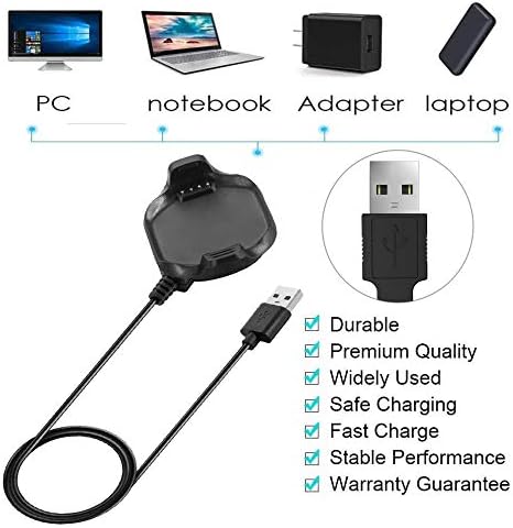 Garmin Approach S5/S6 Charger Replacement Cable – 3.3 ft USB Adapter for Fast Charging – Essential Golf GPS Smartwatch Charging Dock with Durable Wire Clip – Maximize Performance and Convenience on the Course