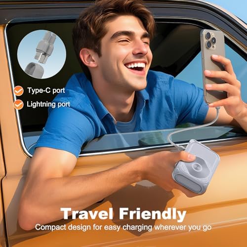 Compact Magnetic Power Bank – P05 Portable Charger with 10000 m Ah Capacity for Fast Wireless Charging, Built-in Cable & Foldable Plug – Perfect Travel Companion for i Phone, Samsung & Android Devices