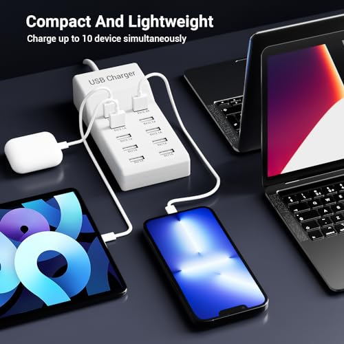 Ultimate 10-Port USB Charging Station – 50 W Multi-Device Power Hub for i Phone, Galaxy, i Pad & More – Rapid Charge & Advanced Safety Features for Home or Office Use – Compact Multiport Charger for Maximum Efficiency and Organization