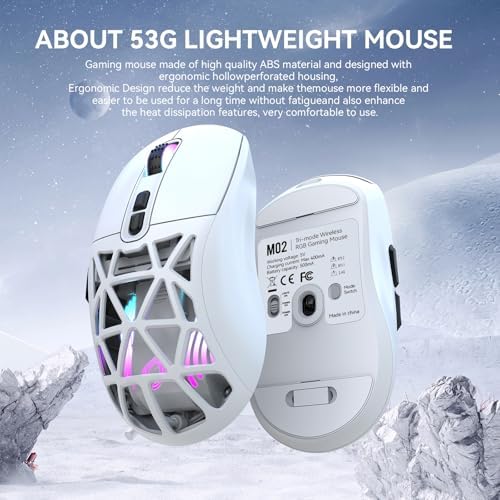 Ultimate FD Wireless Gaming Mouse with RGB Lighting – 10,000 DPI Precision, Tri-Mode Connectivity (2.4 GHz, Bluetooth 5.0, Wired) & Programmable Macros for Enhanced Performance – Rechargeable Battery for Seamless Gaming on Laptop, Desktop, Mac, and Chromebook – Ergonomic Design for Comfort and Style
