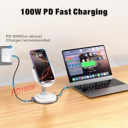 Maximize Your Workspace Efficiency with the 100 W USB-C Docking Station: Versatile 5-Port Universal Hub with Adjustable Phone Stand and 360° Rotating Base for Seamless Connectivity Across Mac Book Pro, Air, Dell, and HP Laptops – Power Delivery Charging and Fast USB 3.0 Data Transfer for Enhanced Productivity