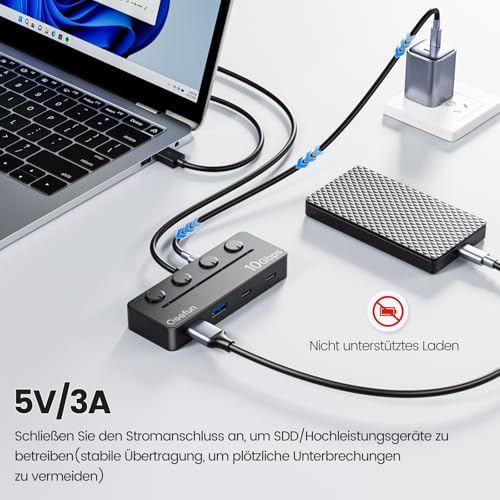 Revolutionize Your Connectivity with the Qeefun 4-Port USB 3.0 Hub – High-Speed 5 Gbps Data Transfer, Individual LED Power Switches, and 2 ft Extension Cable for Ultimate Flexibility – Perfect USB Splitter for Laptops, PCs, i Macs, and More! Enhance Your Workspace Efficiency and Control Multiple Devices Effortlessly!