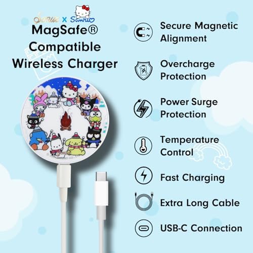 Sonix x Sanrio Hello Kitty & Care Bears Magnetic Mag Safe Charger for i Phone 12-16 Series | 6.5 ft USB-C Fast Wireless Charging Cable | Stylish, Playful, and Efficient Power Solution for Your Device