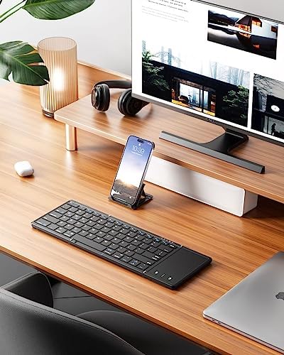 Samsers Portable Foldable Bluetooth Keyboard with Touchpad – Multi-Device Wireless Travel Companion for i OS, Android, Windows & Mac OS – Effortless Workflow with Bluetooth 5.1 and Long Battery Life – Perfect for On-the-Go Professionals
