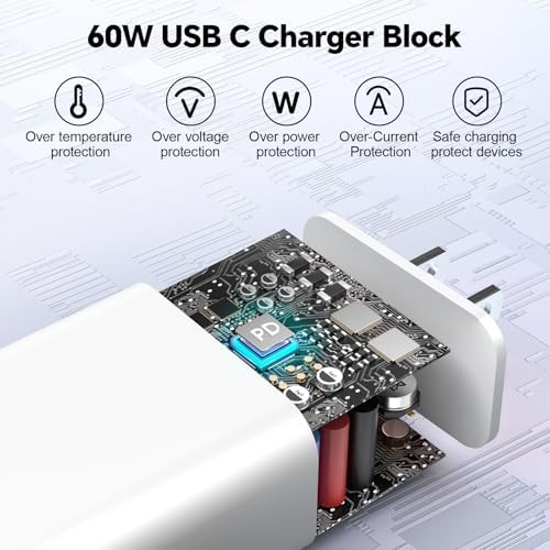 20 W Dual USB-C Fast Charger Block for i Phone 15/16 Series – Includes Two 10 FT USB-C Charging Cables, Perfect for Pro Max, Plus, Pro, i Pad Pro/Air – Compact, High-Speed Charging Solution (2 Pack, Black)