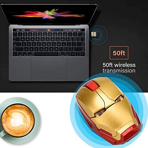 Transform Your Workspace with the Mikayoo Ergonomic Wireless Mouse – Stylish Iron Man Design for Ultimate Comfort and Performance, 2.4 GHz Connectivity with USB Nano Receiver, 50 ft Wireless Range for Laptops, PCs, and Mac Books – Perfect for Gaming and Productivity