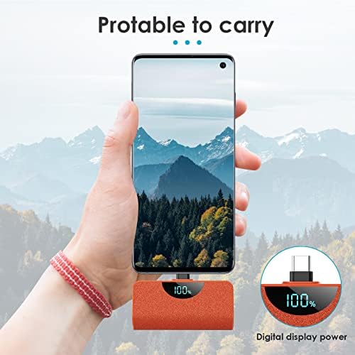 Ultra-Compact 5200 m Ah USB-C Power Bank with LCD Display – Fast-Charging Portable Charger for i Phone 15, Samsung, Google Pixel & Android Devices – Stylish Purple Battery Pack for On-the-Go Power Solutions