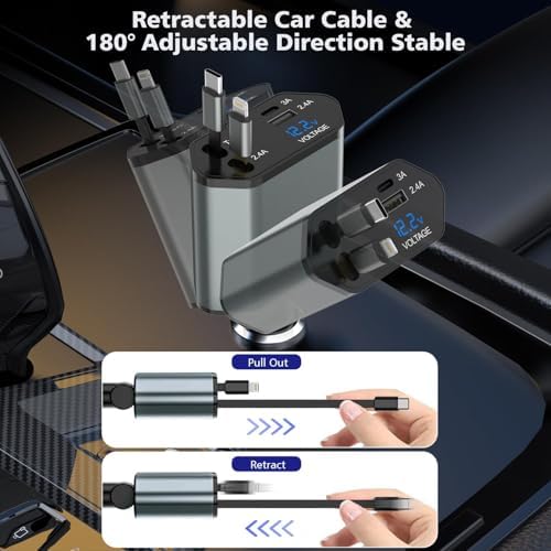 Fast Charge Dual USB-C Car Charger for i Phone 16/16 Pro Max/15 with Braided Nylon Cable – High-Speed PD3.0 Adapter for Convenient On-the-Go Charging – Durable, Compact Design for i Pad Compatibility – Tangle-Free Solution for Everyday Use – Essential Road Trip Companion