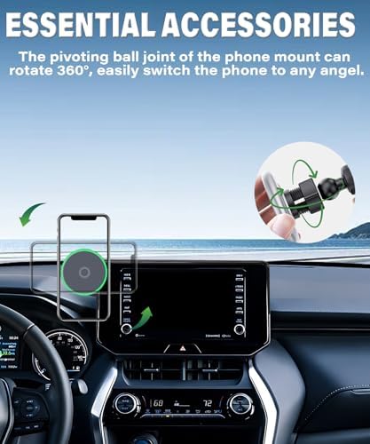 Transform Your Toyota Venza 2021-2024 with Our Premium 15 W Fast Wireless Charging Car Phone Holder: Experience Ultimate Hands-Free Navigation with 360-Degree Rotating Mount, Screen-Fixed Clip for Enhanced Safety, Ideal for 8-Inch Touch Screens and Daily Drives