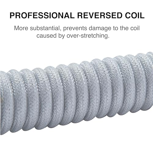 GUNMJO Pro Custom Coiled USB C Cable for Gaming Keyboards – Premium Double-Sleeved Mechanical Keyboard Accessory with Detachable Metal Aviator, 1.5 m USB-C to USB-A in Sleek Carbon Black – Ultimate Speed, Durability, and Aesthetic Upgrade for Gamers