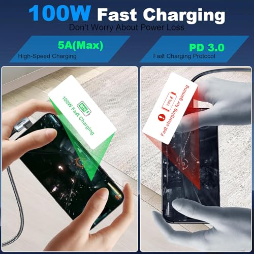 High-Performance 10 FT USB C Extension Cable – 100 W Power Delivery, 10 Gbps Data Transfer, 4 K UHD Video Support – USB 3.2 Gen 2 Male to Female Connector for Fast Charging and Seamless Connectivity with i Phone, Galaxy, PC, Monitor, and SSD – Durable & Versatile Accessory for Enhanced Tech Efficiency