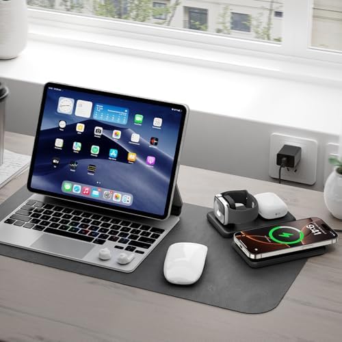 Elevate Your Charging Game with the Ultimate 3-in-1 Wireless Charger – Fast Magnetic Charging Station for i Phone 16, Compatible with i Phone 15, 14, 13, 12 Pro Max, Air Pods 4/3/Pro & Apple Watch – Perfect for Travel & Daily Use, Streamlined Design for Effortless Organization and Enhanced Efficiency