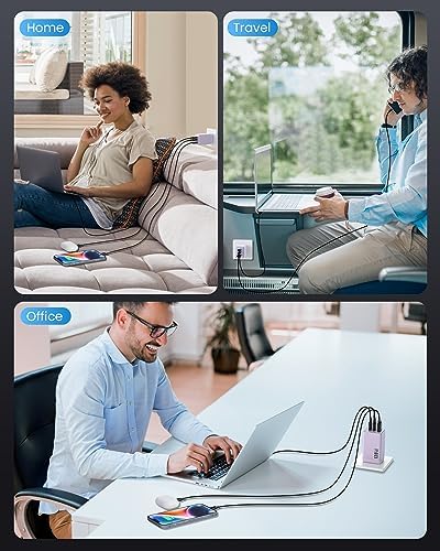 High-Efficiency 128 W USB C Wall Charger – Ga N III 3-Port Fast Charging Hub for Mac Book, i Phone, Galaxy & More – Portable 65 W Adapter with Foldable Design for Ultimate Convenience and Speed