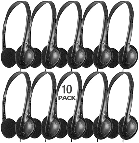 Bulk Kids Headphones – 25-Piece Classroom Audio Package for Enhanced Learning – Lightweight Adjustable On-Ear Design with Universal Device Compatibility in Sleek Black – Perfect for Engaging Group Activities and Extended Listening Comfort – Durable and Affordable Solution for Students and Adults