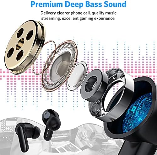 Premium Wireless Bluetooth Earbuds with Hi Fi Bass & Noise-Canceling Technology – Ultimate Compatibility for i Phone 16 Pro Max, Samsung Galaxy S25, and Google Pixel Devices – Ergonomic Design for Comfort & Enhanced Audio Experience – Ideal for Travel, Workouts & Daily Use