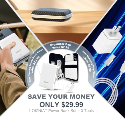 Premium 10000 m Ah Slim Portable Power Bank with Dual Built-In Cables – Fast 22.5 W Quick Charge for i Phone 11-16 & Android Devices – Ultra-Lightweight Travel Companion with 4 Outputs – Complete Charging Solution Including Wall Charger & Organizer – Versatile Compatibility for All Your Gadgets