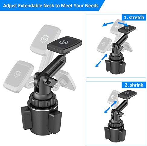 Wix Gear Universal Magnetic Cup Holder Phone Mount – Adjustable Base and Extendable Arm for All Smartphones – Effortless Access and Enhanced Safety While Driving – 360-Degree Rotation for Optimal Viewing and Navigation – Durable, Easy-to-Clean Design for Everyday Use