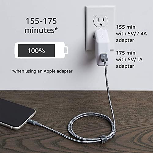 Experience Ultimate Charging Efficiency with the Amazon Basics 6-Foot USB-A to Lightning Charger Cable – MFi Certified, Durable Nylon Braided Design for Fast Power Delivery to Apple i Phone 14, 13, 12, 11, X, Xs Pro, Pro Max, Plus, i Pad – Stylish Dark Gray Finish for Enhanced Compatibility