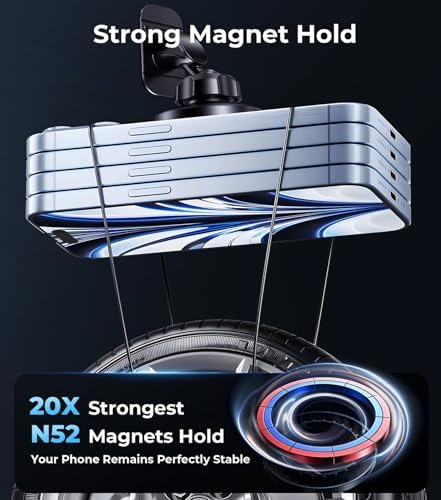 Revolutionary Qi2 Mag Safe Car Mount for i Phone 16 Pro Max – 2-in-1 Dashboard & Air Vent Holder with Strong Adhesive, Heat-Resistant Design, 360° Rotational Capability & Magnetic Convenience for Enhanced Driving Safety and Seamless Access to Navigation & Music