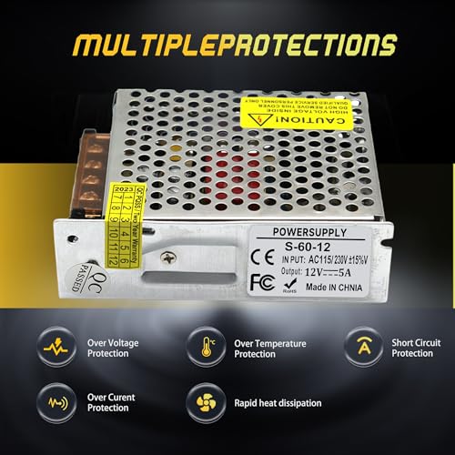 High-Performance 600 W AC to DC Power Adapter – Universal 110 V/220 V Input to Stable 12 V Output – Perfect for LED Lighting, CCTV Surveillance, and RV Power Solutions – Robust 50 A Switching Regulator for Dependable Energy Delivery and Enhanced Device Compatibility