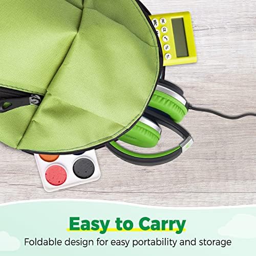 Rockpapa HS20 Kids Wired Headphones – Super Lightweight & Foldable Design with Integrated Microphone, Perfect for School, Travel & Entertainment – Compatible with Tablets & Smartphones, Stylish Black & Orange for Ages 3-15, Ideal for Learning, Play, and Hands-Free Communication