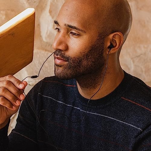 Panasonic Ergo Fit Wired Earbuds with Microphone – Superior Sound Quality with Ergonomic Comfort, Universal 3.5 mm Jack Earphones for Phones and Laptops in Stylish Metallic Purple – Custom-Fit Earpieces (S/M/L) for Optimal Audio Experience and Hands-Free Calls – RP-TCM125-VA